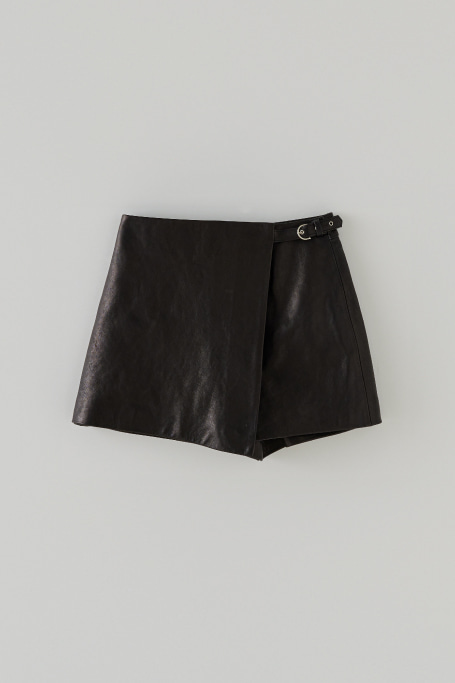 T/T Leather wrap mini skirt