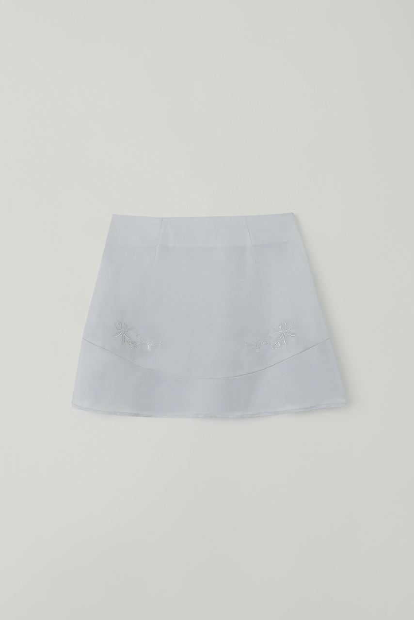 (1st re-stock) T/T Floral stitch skirt (light gray)